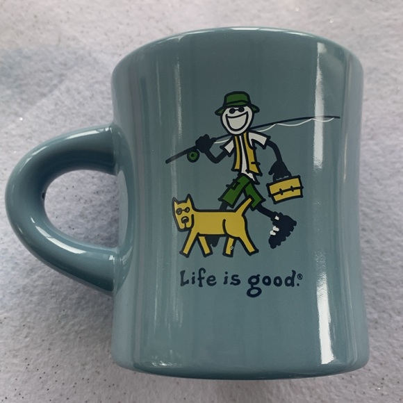 LIFE IS GOOD Mug Fishing with dog Coffee Cup slate blue - Picture 5 of 5